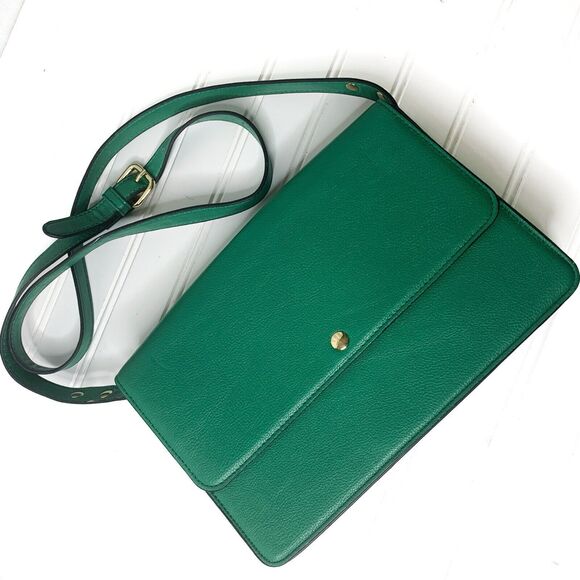 Forever 21 Crossbody Handbag Snap Closure Pebble Finish Dark Green inside Pocket - Picture 1 of 9